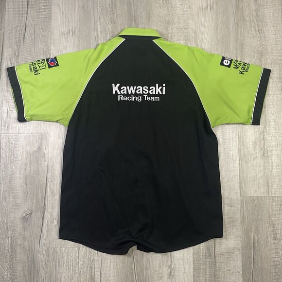 Kawasaki Monster Pro Racing Shirt Size XL Extra Large Button Down Green Black N - Picture 12 of 14